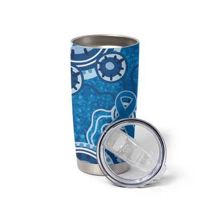 Australia Indigenous Prostate Cancer Prevention Tumbler Cup Blue Ribbon Aboriginal Art