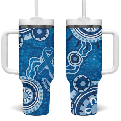 Australia Indigenous Prostate Cancer Prevention Tumbler With Handle Blue Ribbon Aboriginal Art