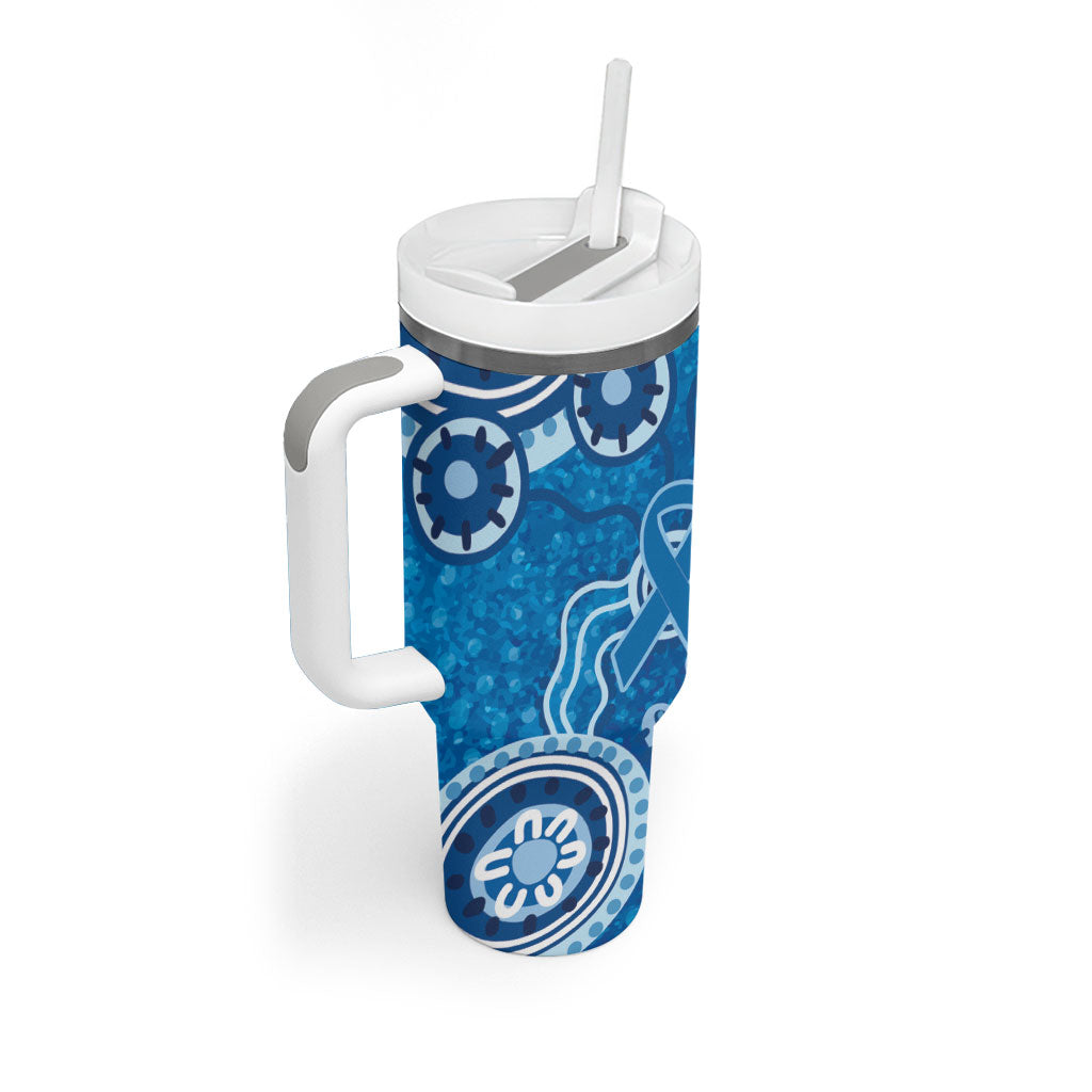Australia Indigenous Prostate Cancer Prevention Tumbler With Handle Blue Ribbon Aboriginal Art