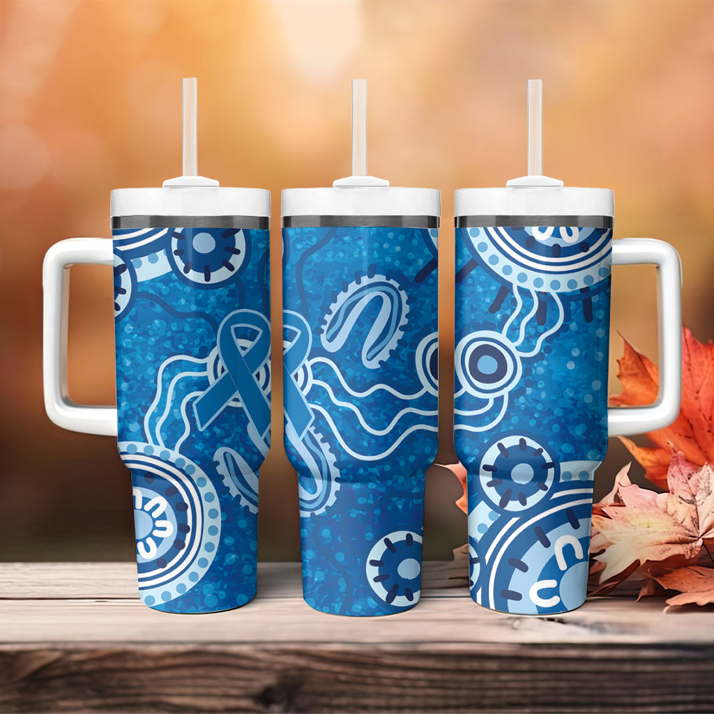 Australia Indigenous Prostate Cancer Prevention Tumbler With Handle Blue Ribbon Aboriginal Art