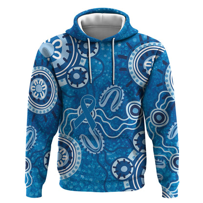Australia Indigenous Prostate Cancer Prevention Zip Hoodie Blue Ribbon Aboriginal Art