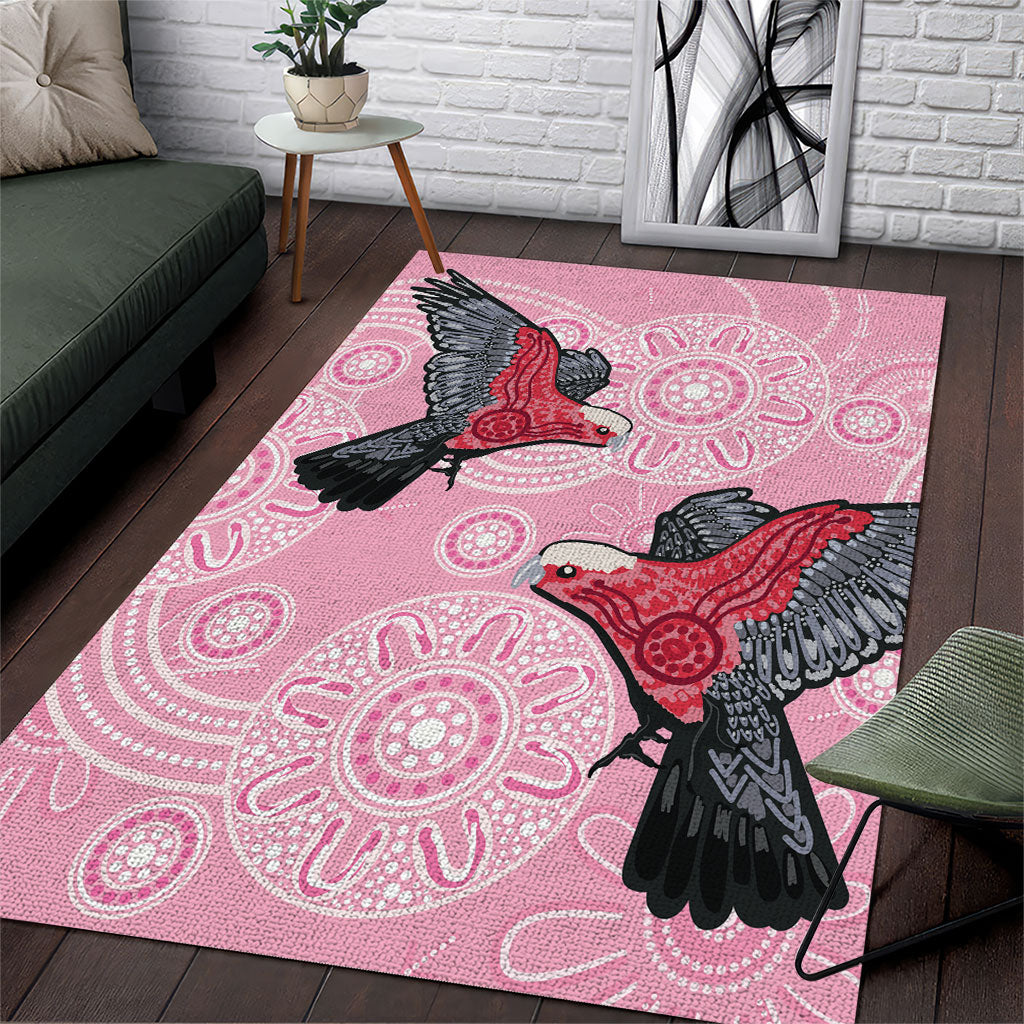 Pink Galah Aussie Aboriginal Area Rug Soaring High