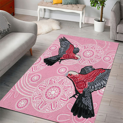Pink Galah Aussie Aboriginal Area Rug Soaring High