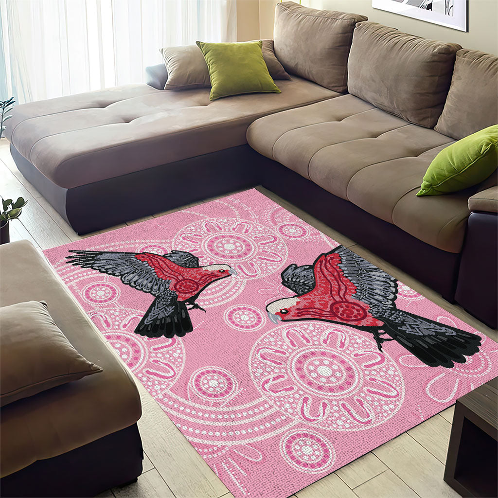 Pink Galah Aussie Aboriginal Area Rug Soaring High