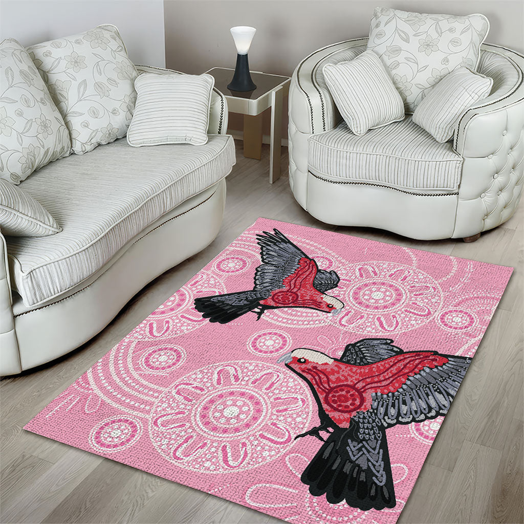 Pink Galah Aussie Aboriginal Area Rug Soaring High
