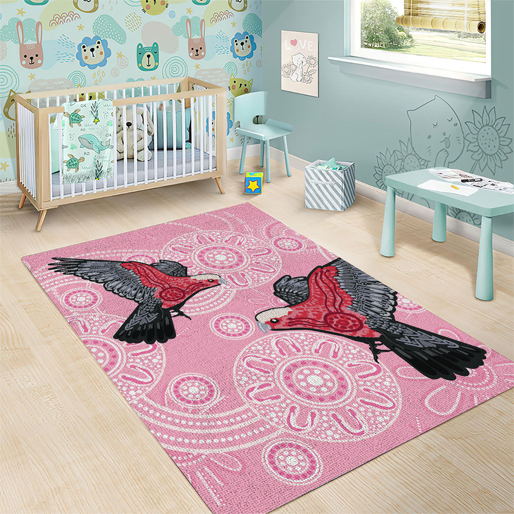 Pink Galah Aussie Aboriginal Area Rug Soaring High