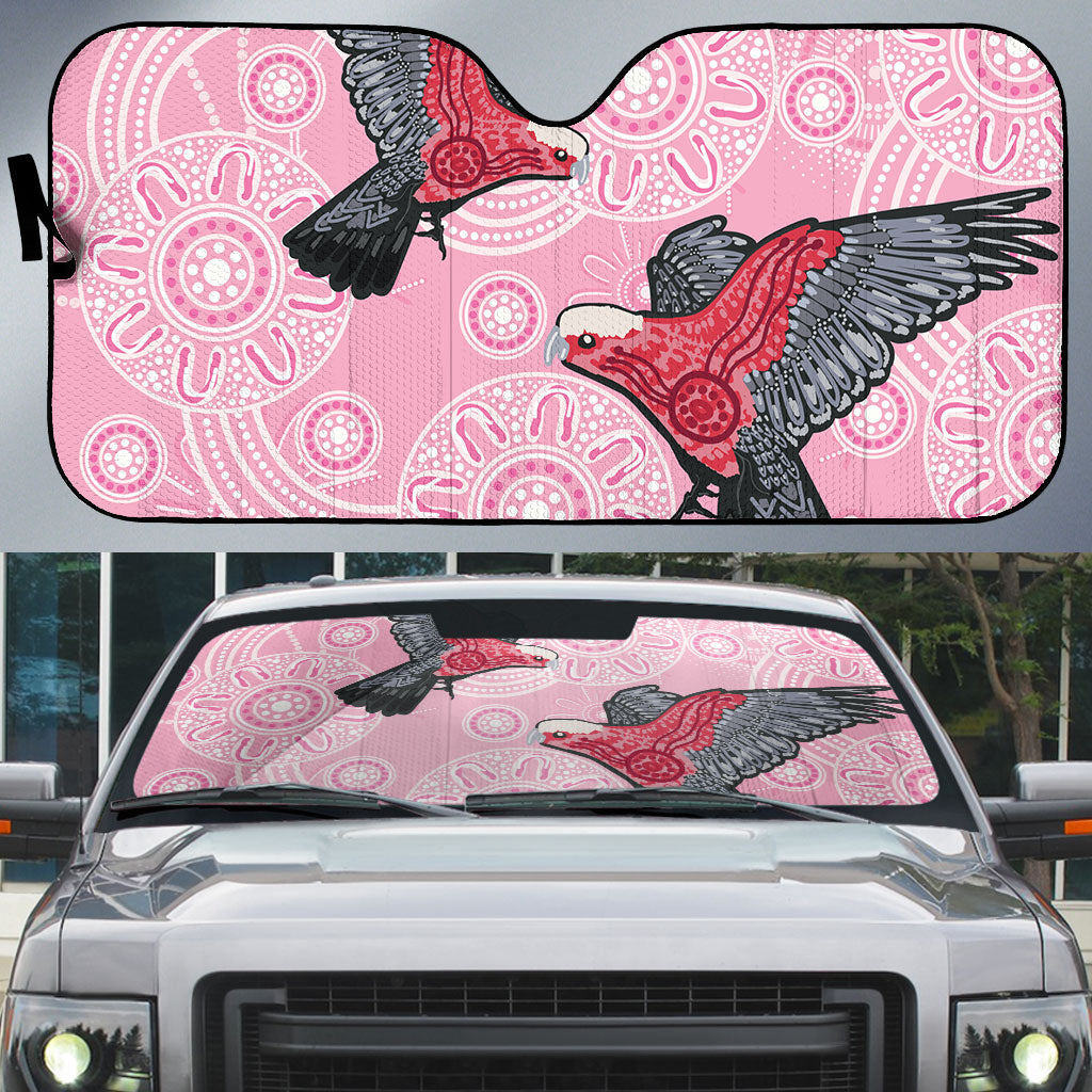 Pink Galah Aussie Aboriginal Auto Sun Shade Soaring High