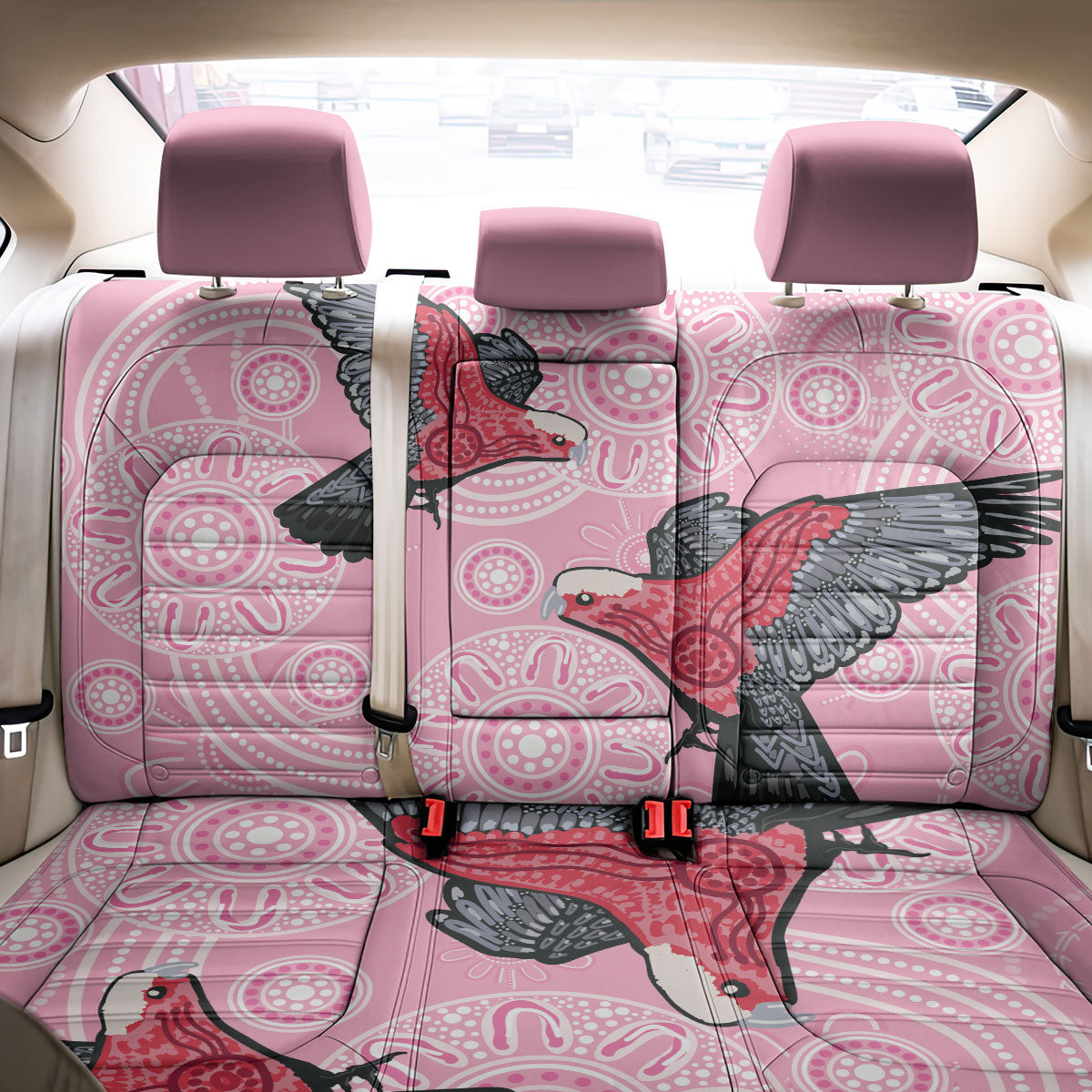 Pink Galah Aussie Aboriginal Back Car Seat Cover Soaring High