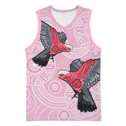 Pink Galah Aussie Aboriginal Basketball Jersey Soaring High