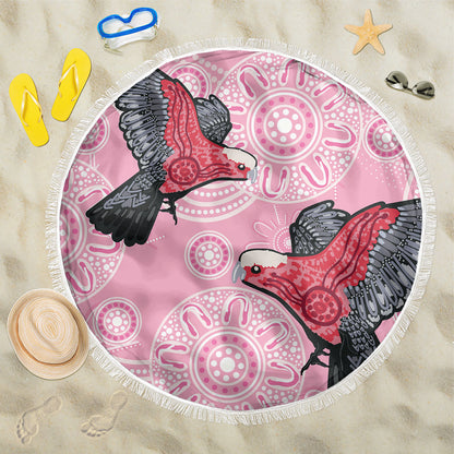Pink Galah Aussie Aboriginal Beach Blanket Soaring High