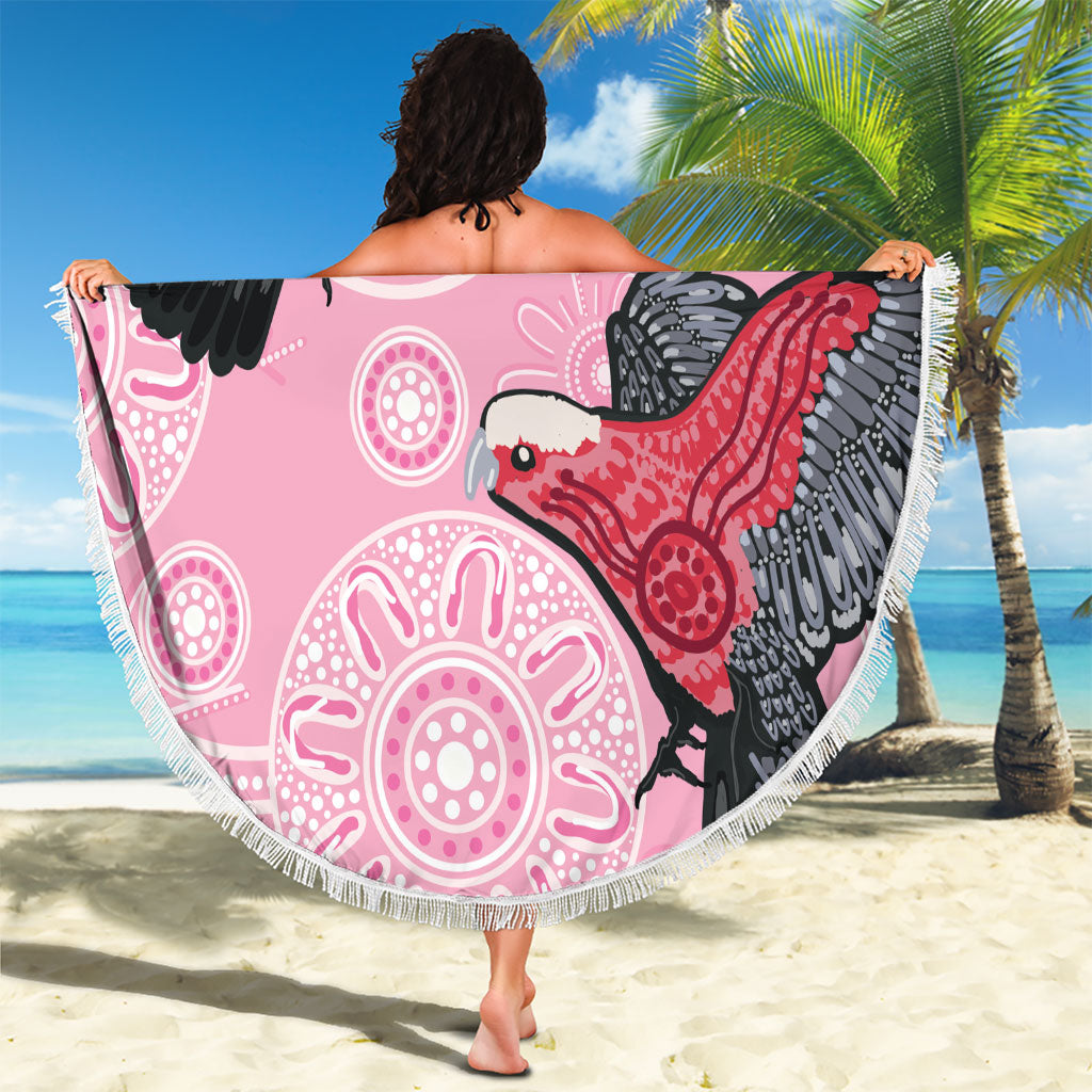 Pink Galah Aussie Aboriginal Beach Blanket Soaring High