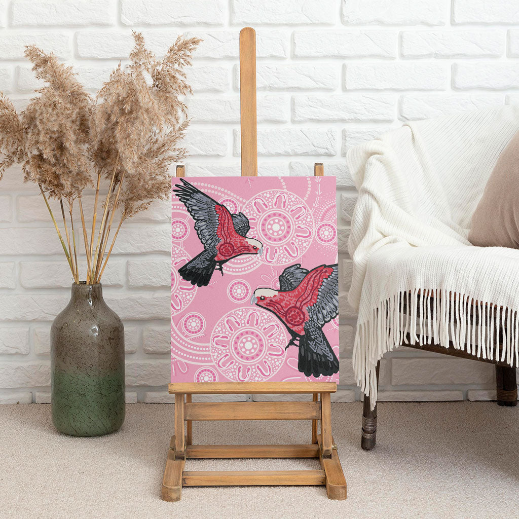 Pink Galah Aussie Aboriginal Canvas Wall Art Soaring High