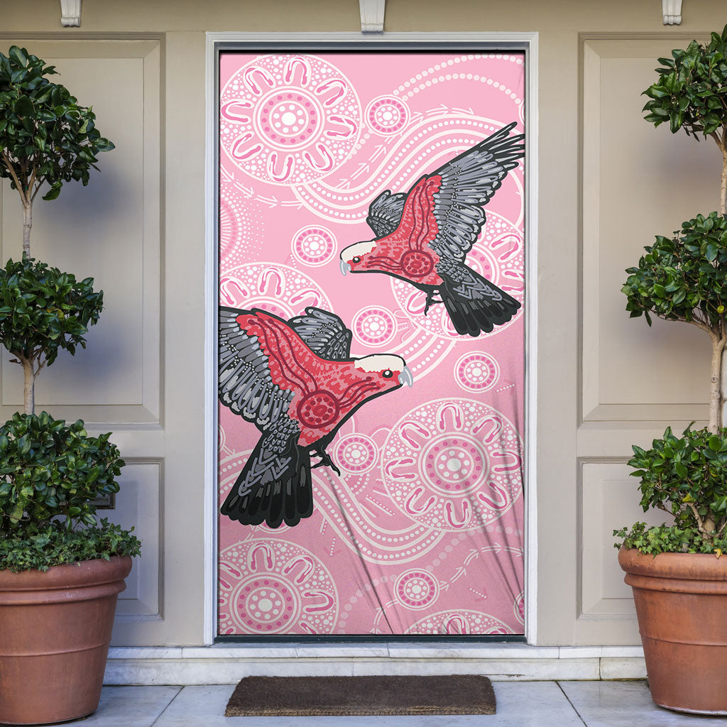 Pink Galah Aussie Aboriginal Door Cover Soaring High