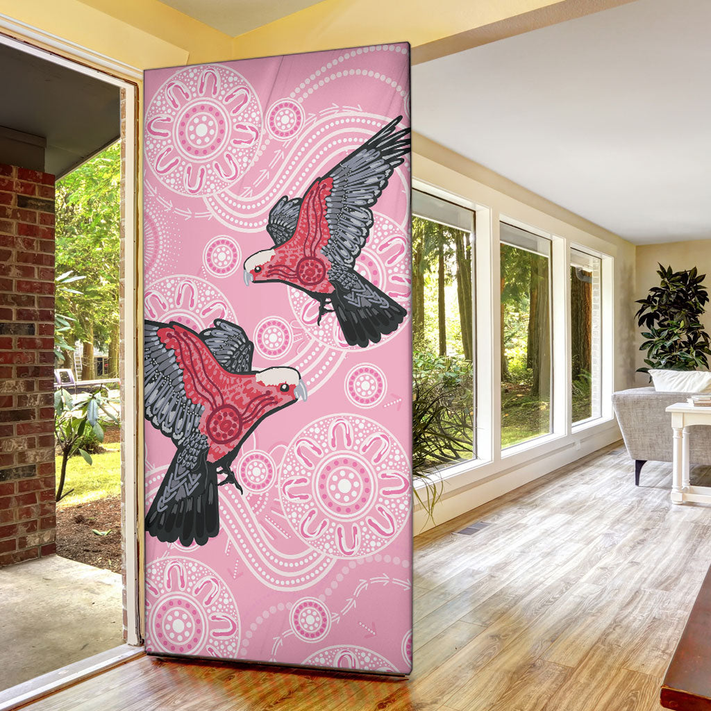 Pink Galah Aussie Aboriginal Door Cover Soaring High