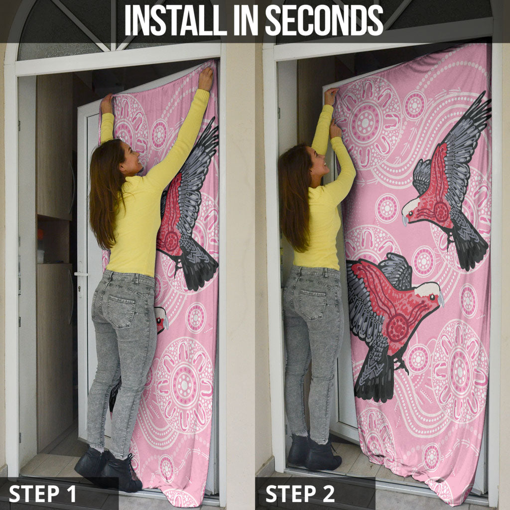 Pink Galah Aussie Aboriginal Door Cover Soaring High