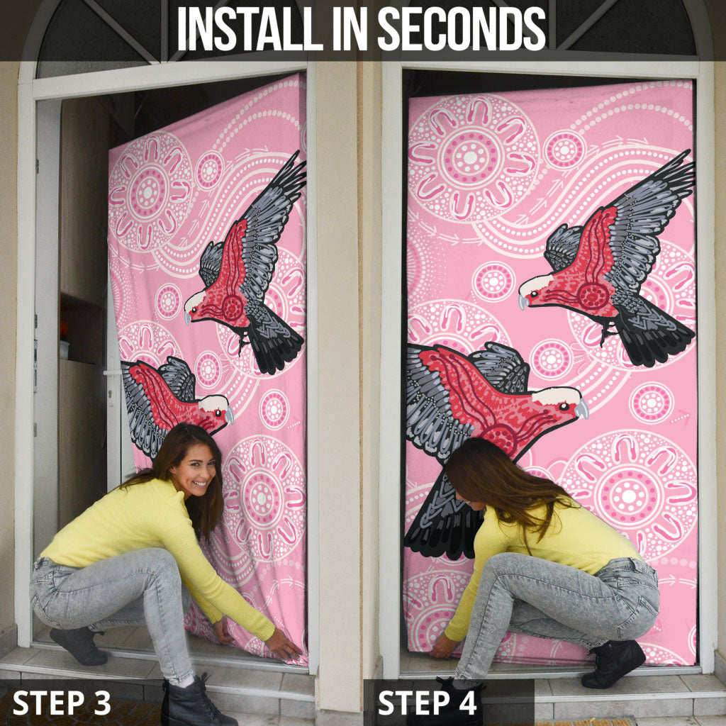 Pink Galah Aussie Aboriginal Door Cover Soaring High