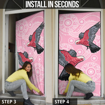 Pink Galah Aussie Aboriginal Door Cover Soaring High