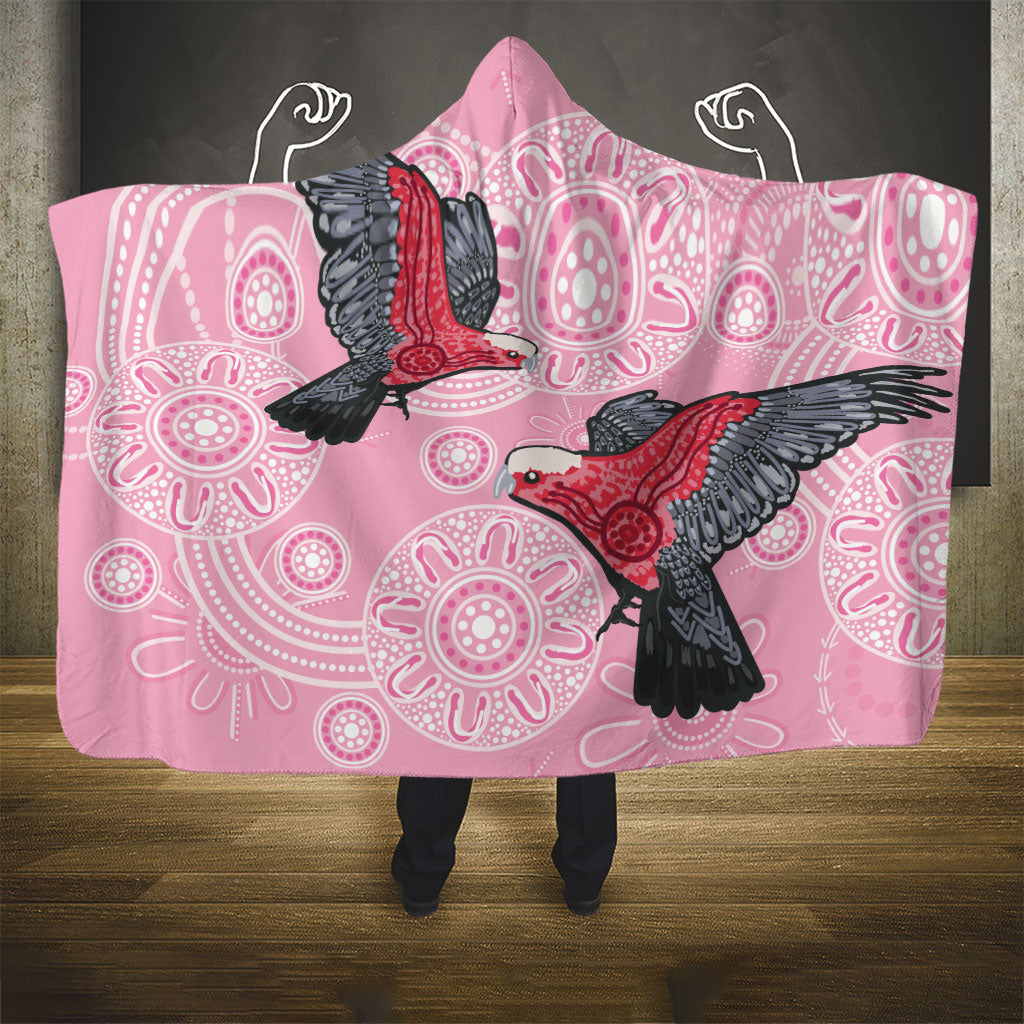 Pink Galah Aussie Aboriginal Hooded Blanket Soaring High