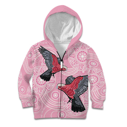 Pink Galah Aussie Aboriginal Kid Hoodie Soaring High