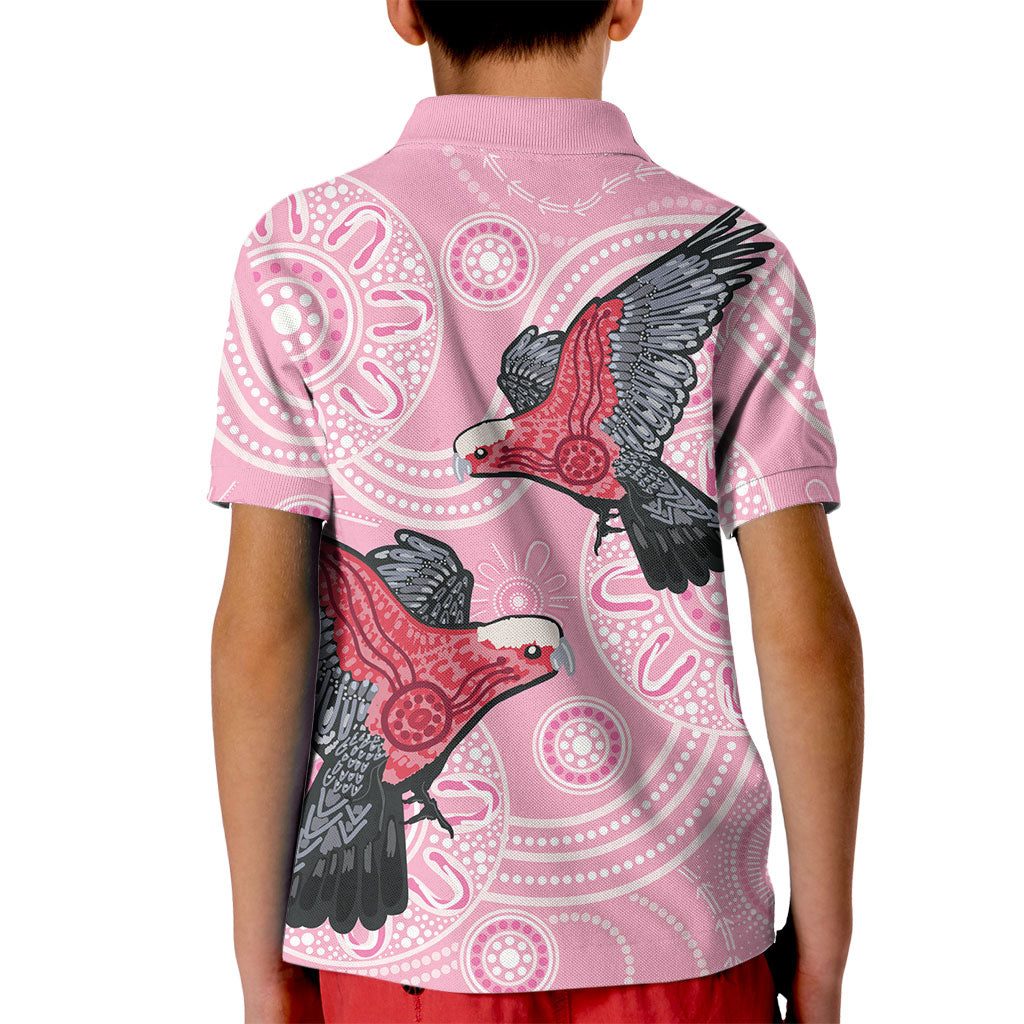 Pink Galah Aussie Aboriginal Kid Polo Shirt Soaring High