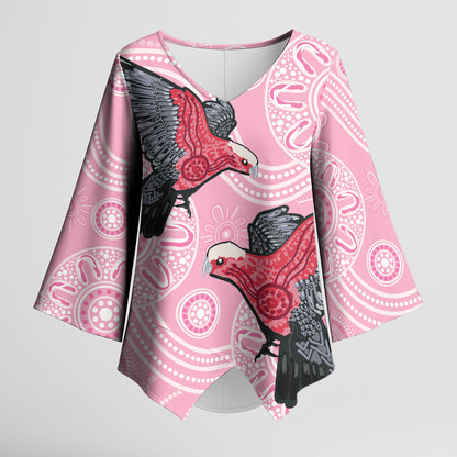 Pink Galah Aussie Aboriginal Kimono Sleeve Blouse Soaring High