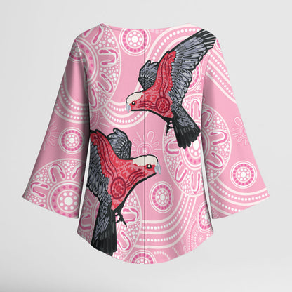 Pink Galah Aussie Aboriginal Kimono Sleeve Blouse Soaring High