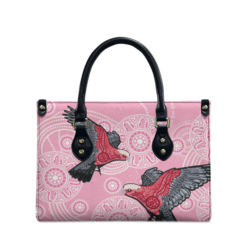 Pink Galah Aussie Aboriginal Leather Bag Soaring High