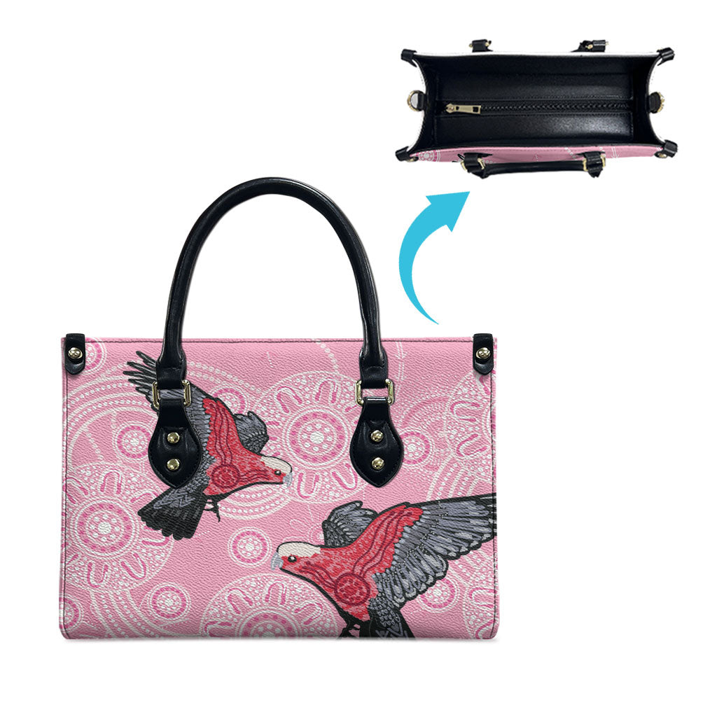 Pink Galah Aussie Aboriginal Leather Bag Soaring High