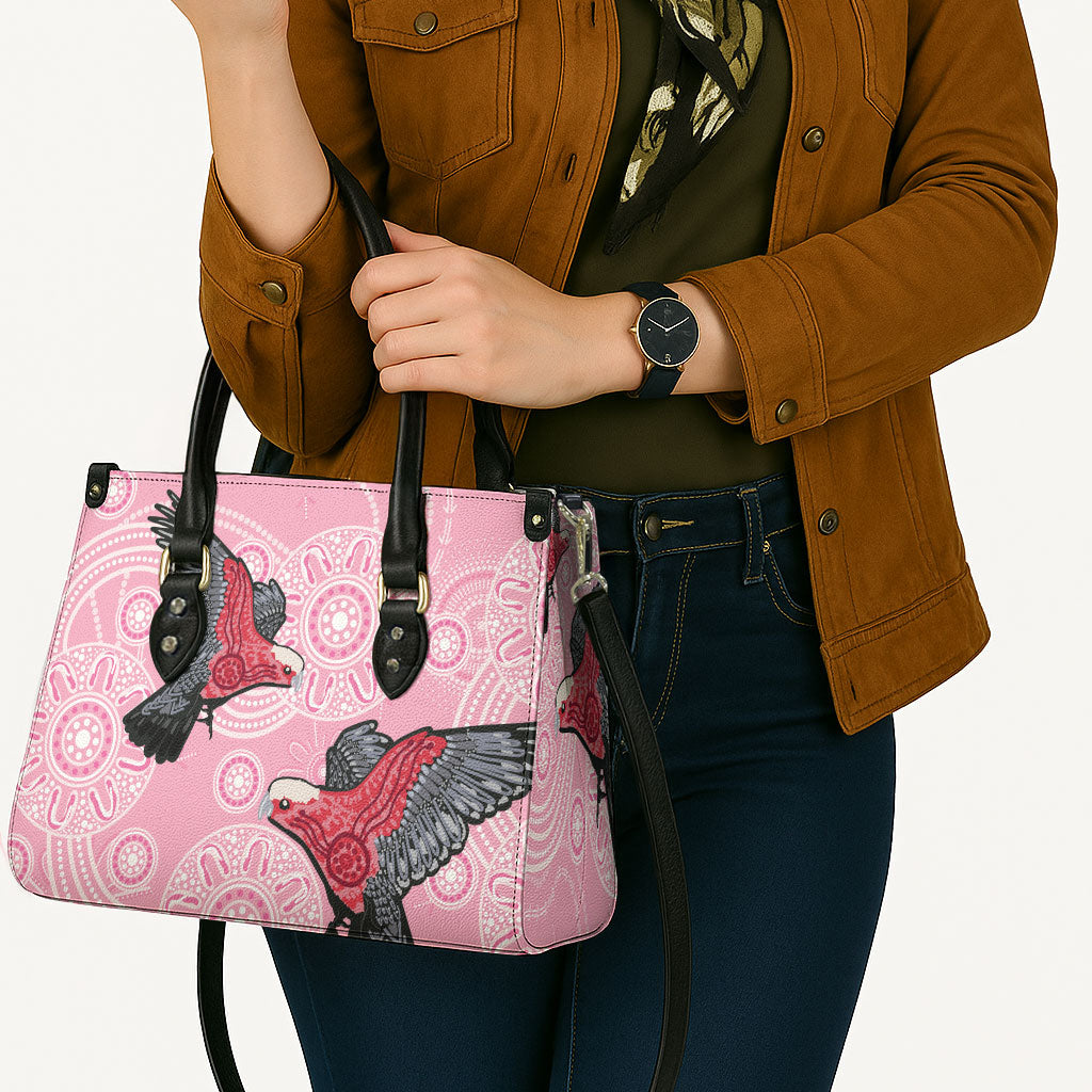 Pink Galah Aussie Aboriginal Leather Bag Soaring High