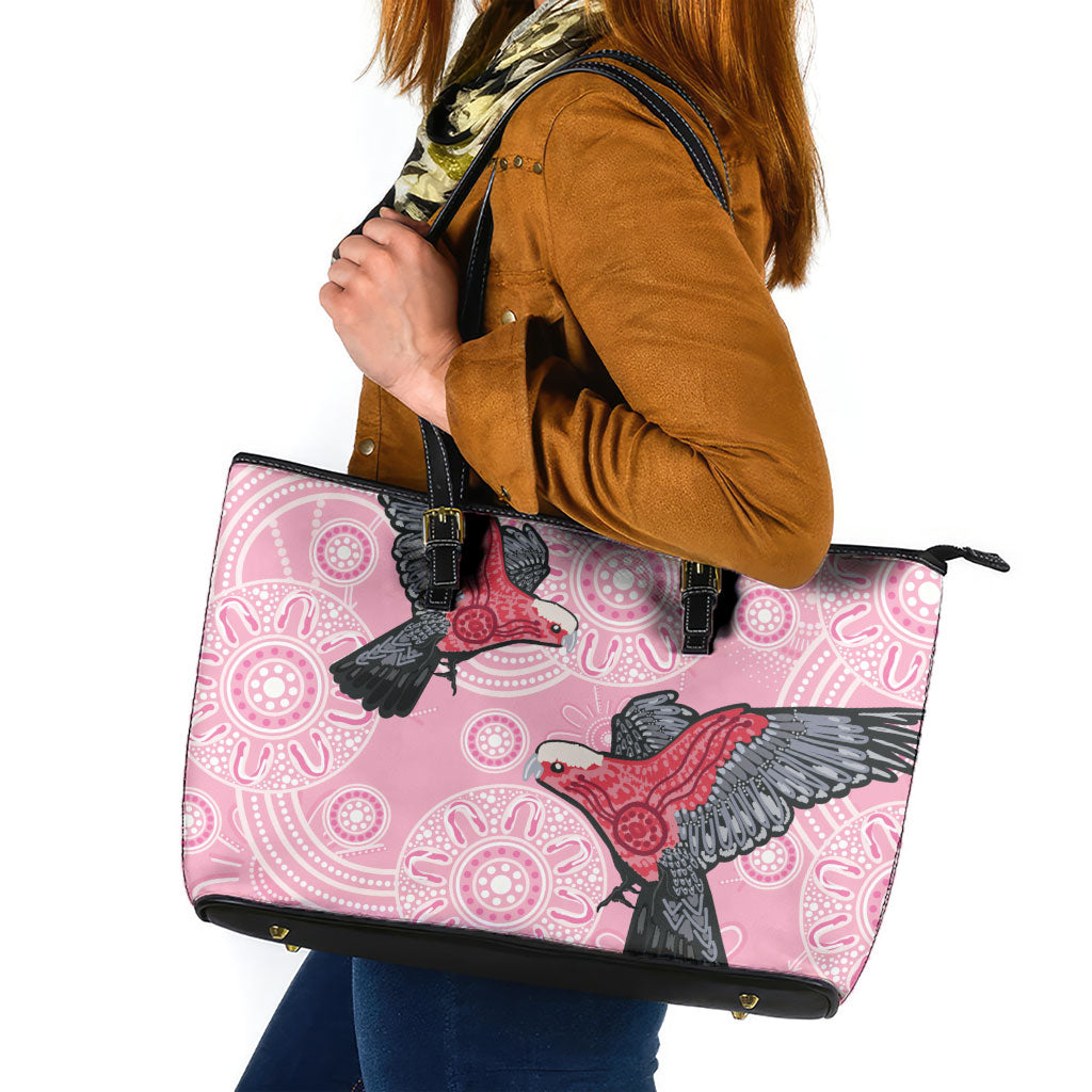 Pink Galah Aussie Aboriginal Leather Tote Bag Soaring High