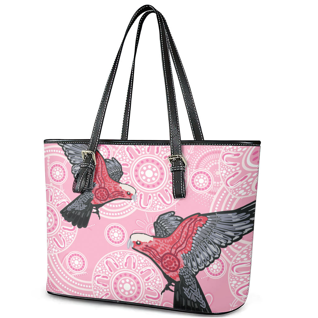 Pink Galah Aussie Aboriginal Leather Tote Bag Soaring High