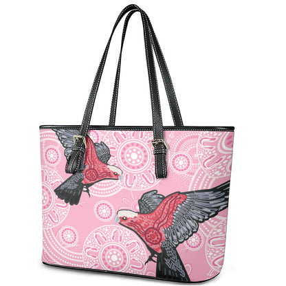 Pink Galah Aussie Aboriginal Leather Tote Bag Soaring High