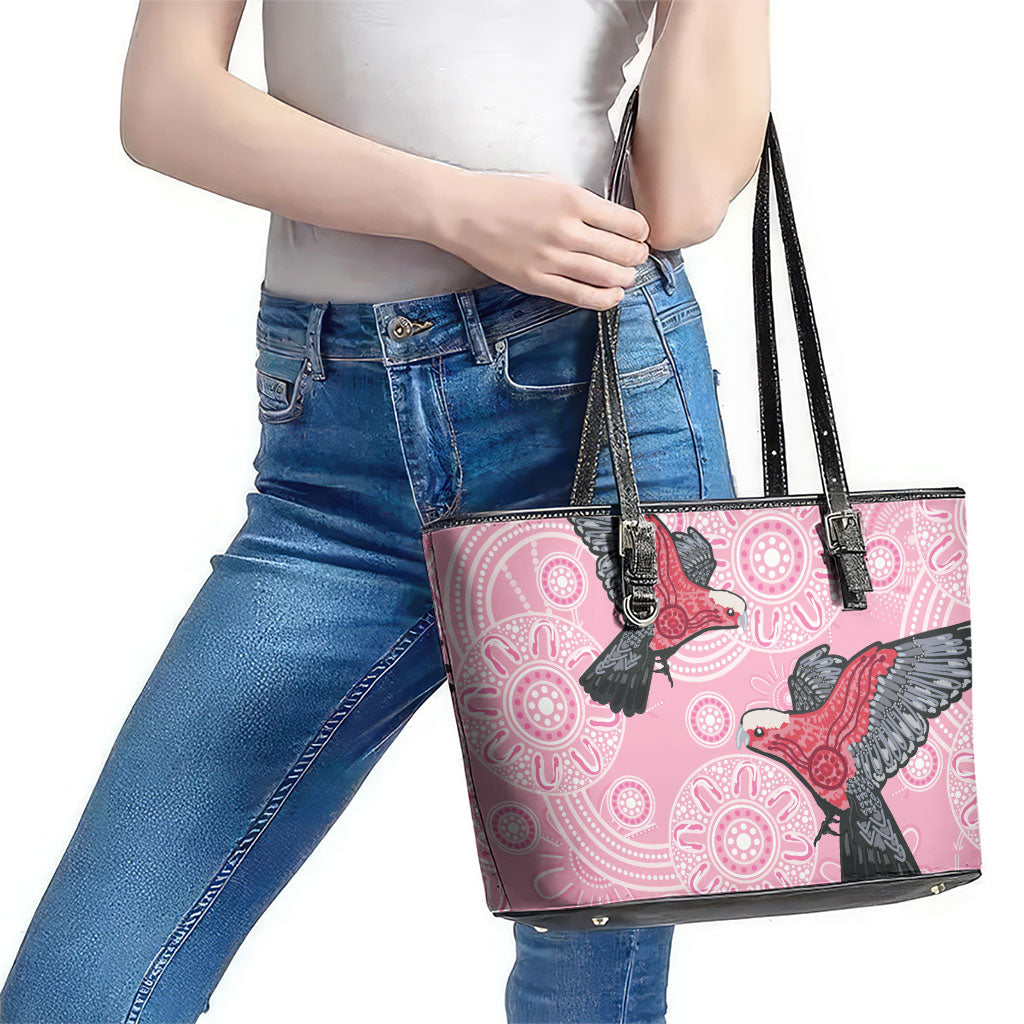 Pink Galah Aussie Aboriginal Leather Tote Bag Soaring High