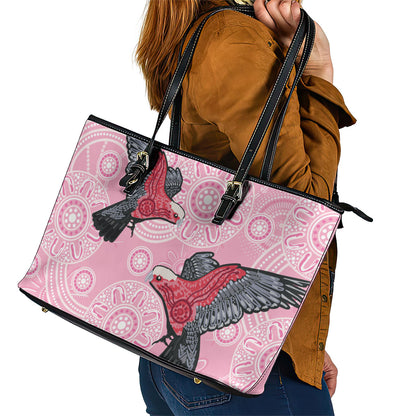 Pink Galah Aussie Aboriginal Leather Tote Bag Soaring High