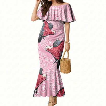 Pink Galah Aussie Aboriginal Mermaid Dress Soaring High