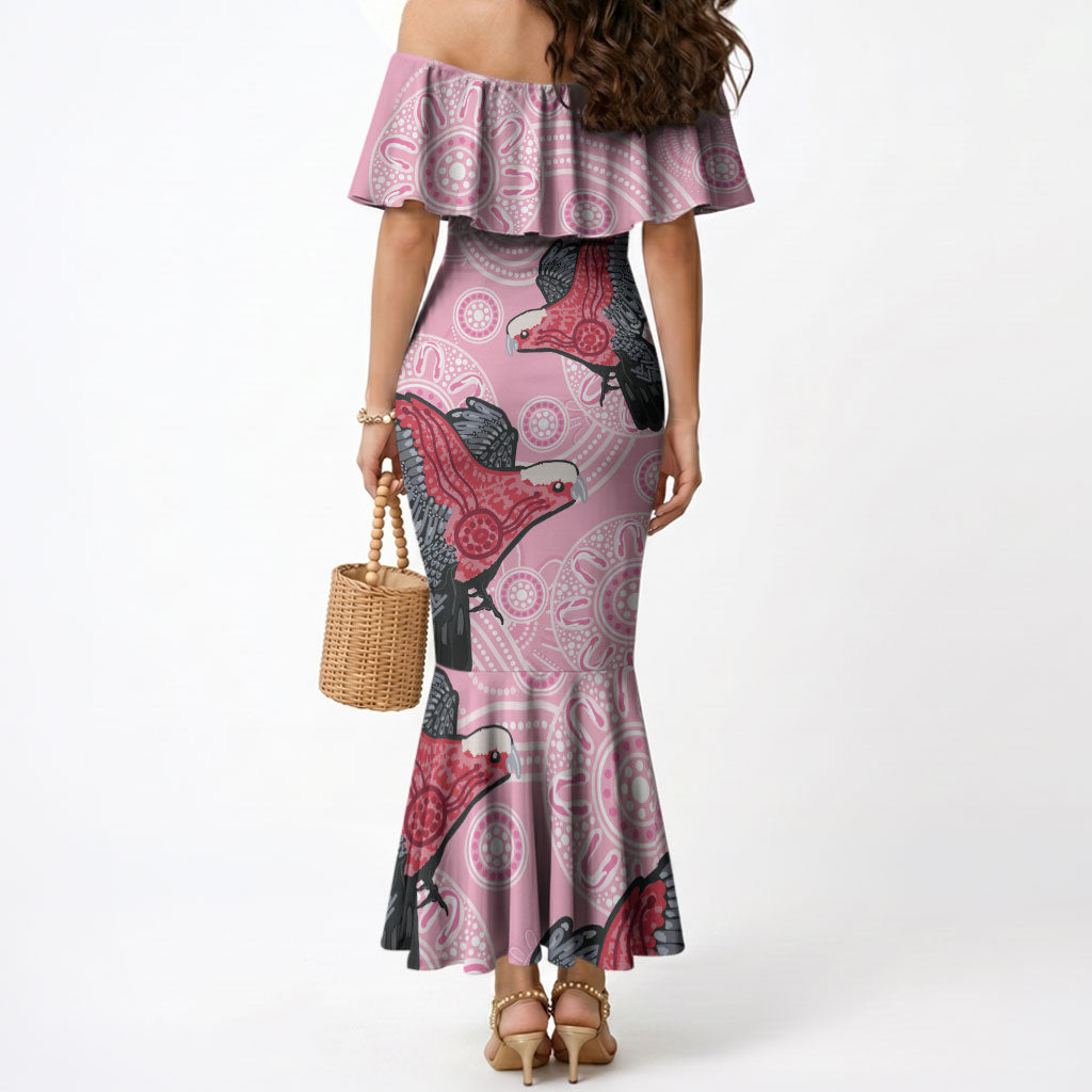 Pink Galah Aussie Aboriginal Mermaid Dress Soaring High