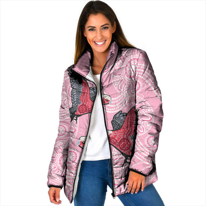 Pink Galah Aussie Aboriginal Padded Jacket Soaring High