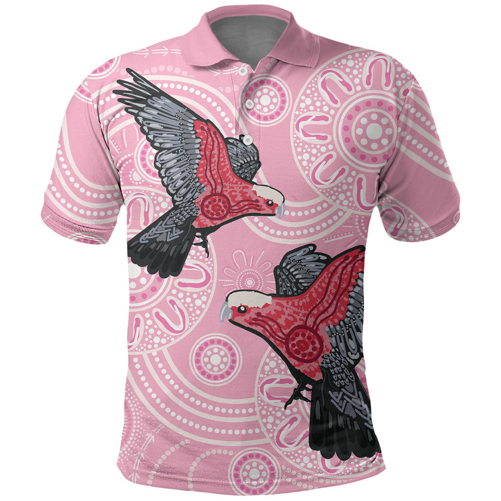 Pink Galah Aussie Aboriginal Polo Shirt Soaring High