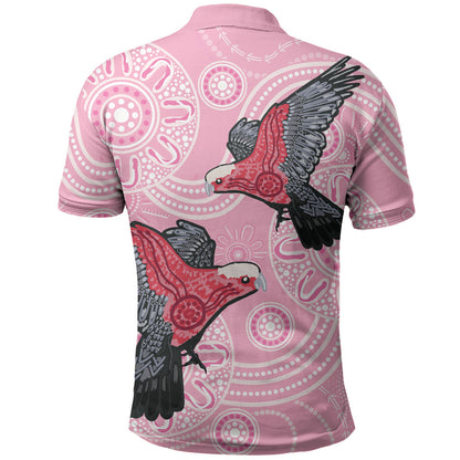 Pink Galah Aussie Aboriginal Polo Shirt Soaring High