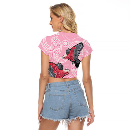 Pink Galah Aussie Aboriginal Raglan Cropped T Shirt Soaring High