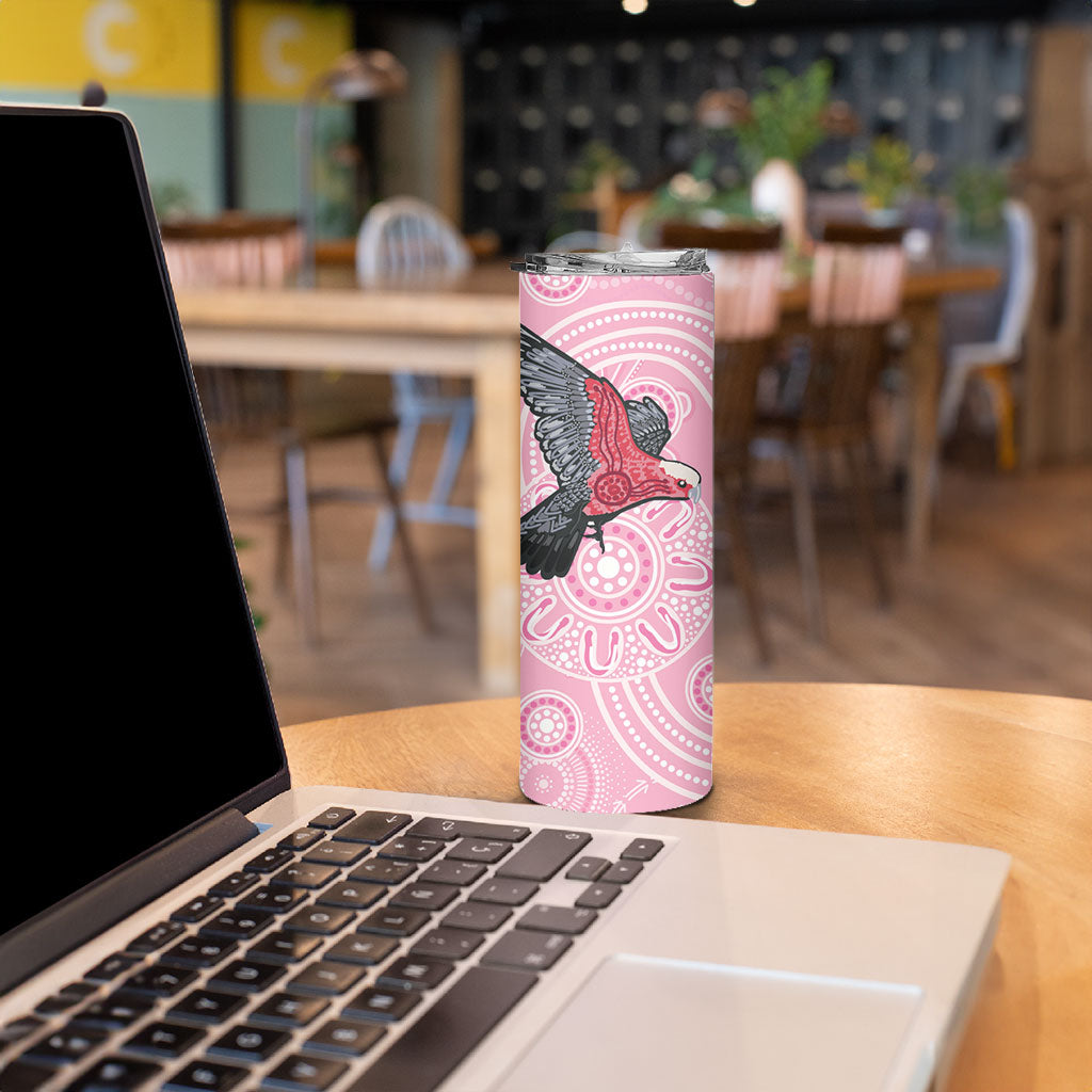 Pink Galah Aussie Aboriginal Skinny Tumbler Soaring High