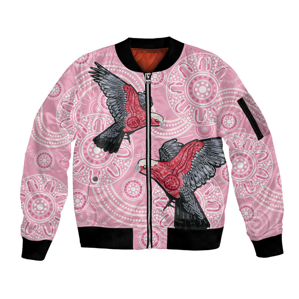 Pink Galah Aussie Aboriginal Sleeve Zip Bomber Jacket Soaring High