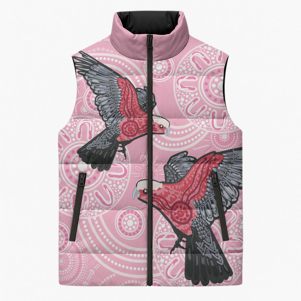 Pink Galah Aussie Aboriginal Sleeveless Puffer Jacket Soaring High