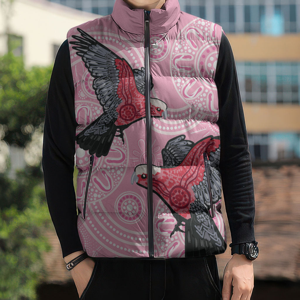 Pink Galah Aussie Aboriginal Sleeveless Puffer Jacket Soaring High