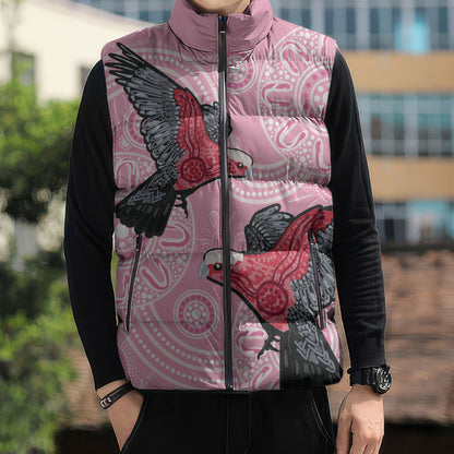 Pink Galah Aussie Aboriginal Sleeveless Puffer Jacket Soaring High