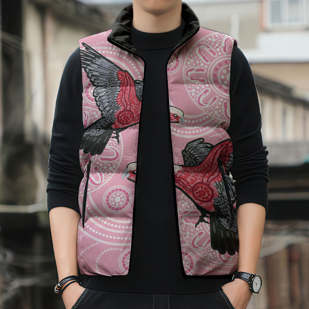 Pink Galah Aussie Aboriginal Sleeveless Puffer Jacket Soaring High