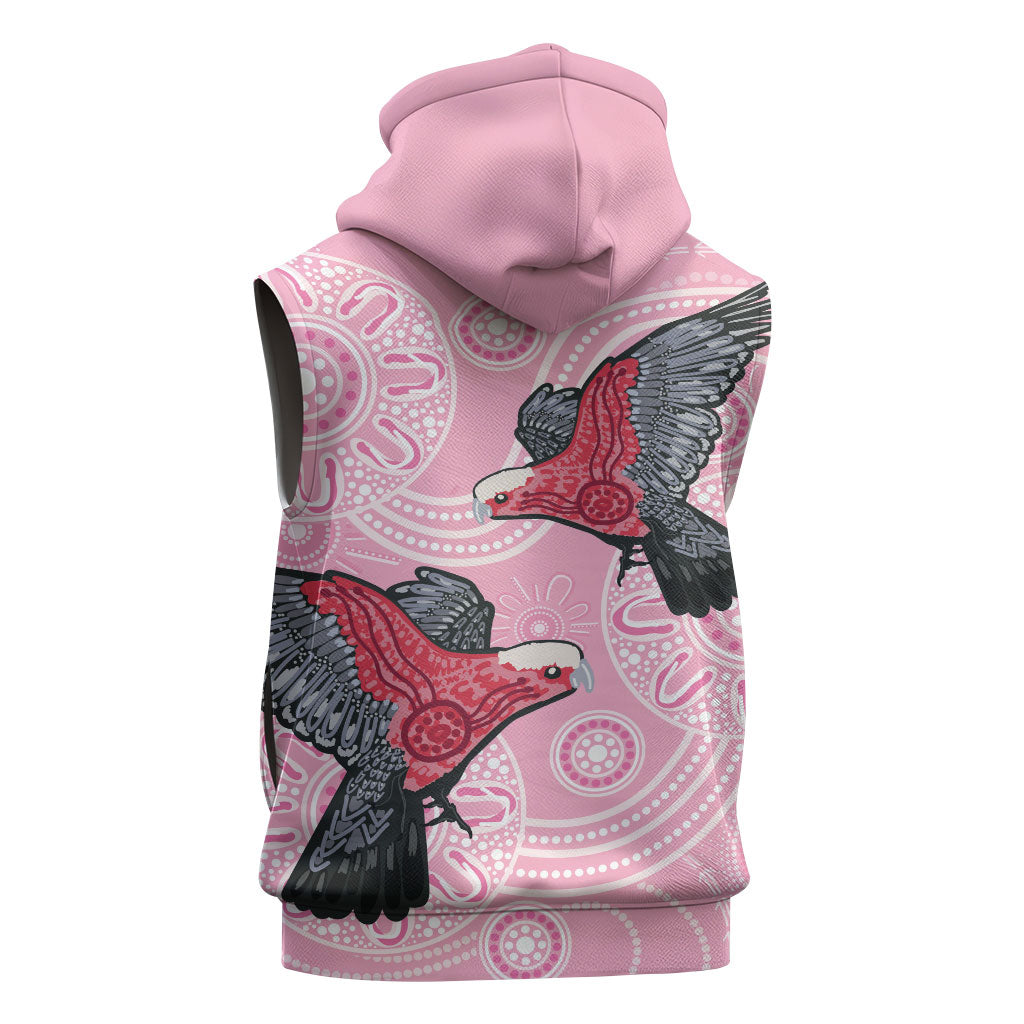 Pink Galah Aussie Aboriginal Sleeveless Zip Hoodie Soaring High