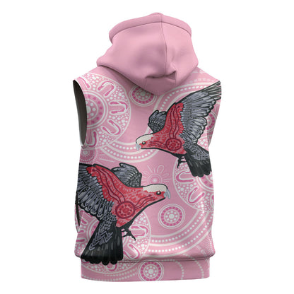 Pink Galah Aussie Aboriginal Sleeveless Zip Hoodie Soaring High