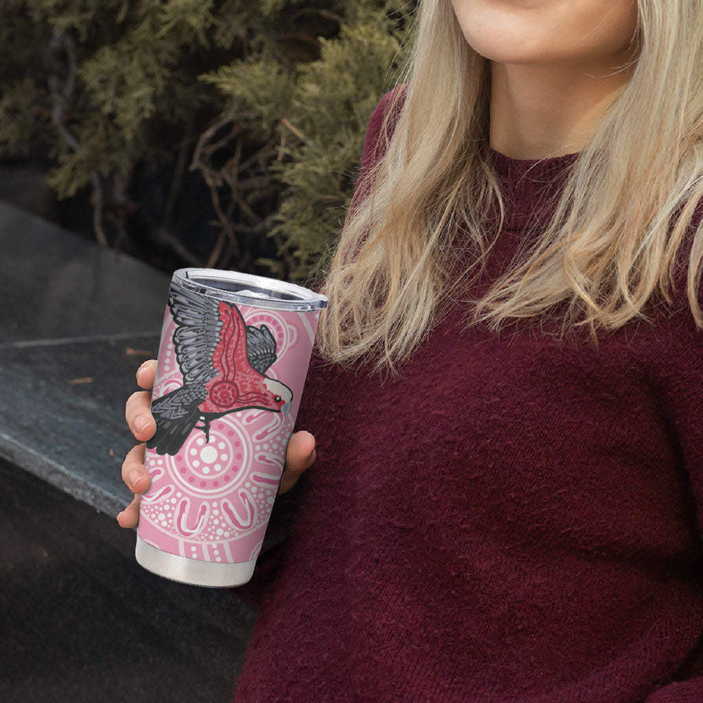 Pink Galah Aussie Aboriginal Tumbler Cup Soaring High