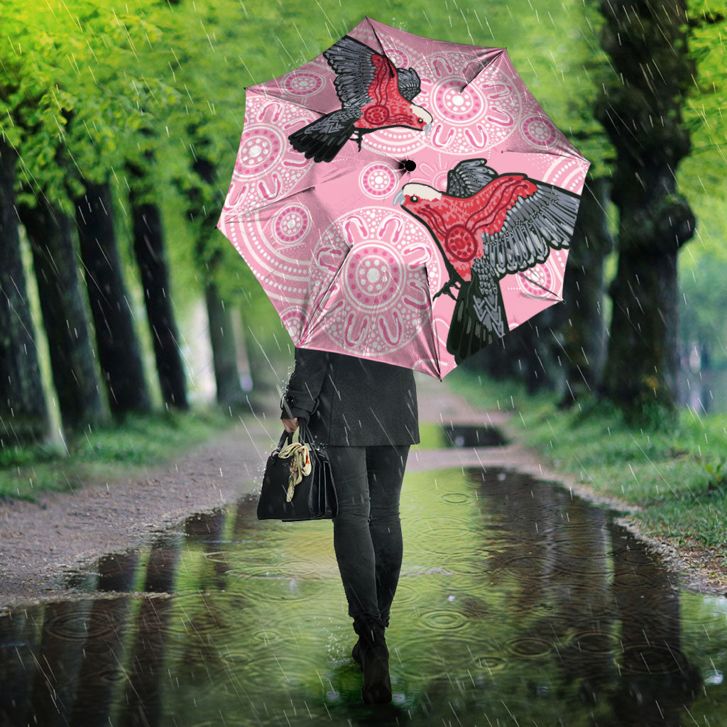 Pink Galah Aussie Aboriginal Umbrella Soaring High